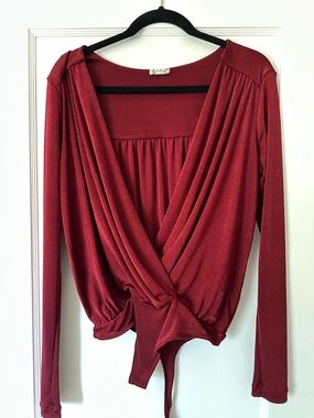 Free People Turnt Bodysuit,  long sleeves, dark red, size large